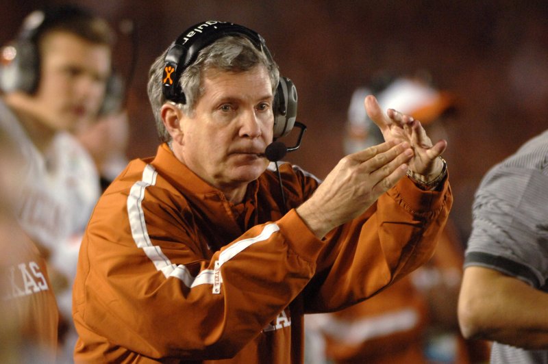 Mack Brown, pictured in 2006, most notably has coached the North Carolina Tar Heels and Texas Longhorns during his career. North Carolina announced Tuesday that Brown will not return as coach in 2025. File Photo by Art Foxall/UPI