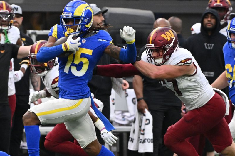 Los Angeles Rams wide receiver Demarcus Robinson (L) scored a career-high six touchdowns through 11 starts this season. File Photo by Jon SooHoo/UPI